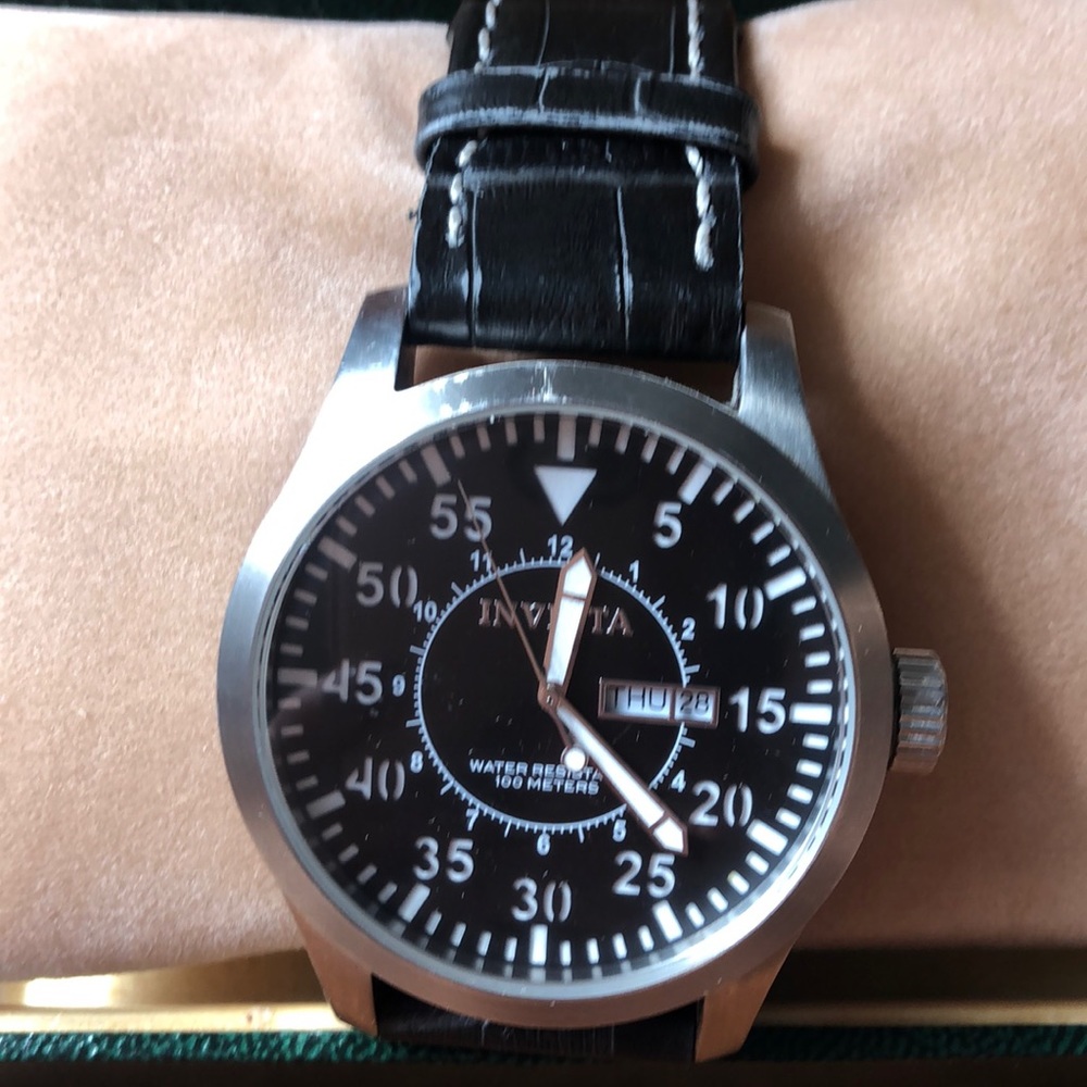 Men’s genuine calf leather Invicta watch